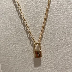 Gold Plated Lock Chain Necklace